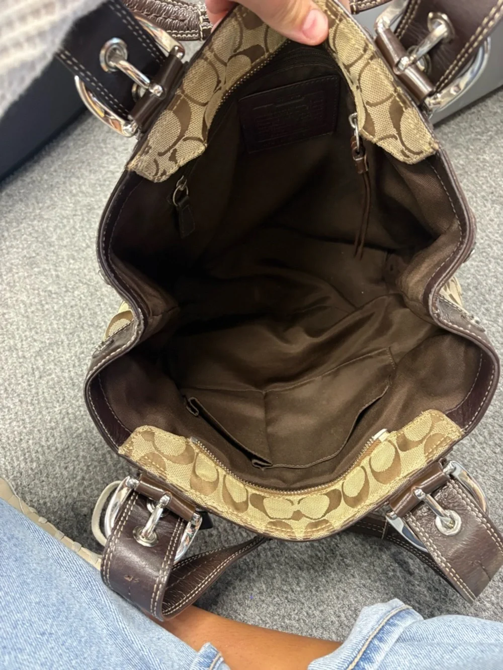 Coach Beige and Brown Signature Canvas Tote F15047